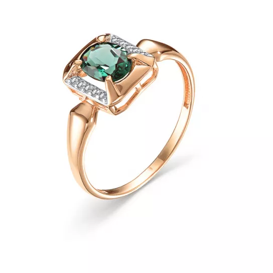 Золотое кольцо 585, женское, с фианитом, размер 16.5