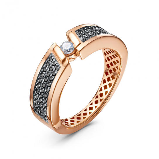 Золотое кольцо 585, женское, с фианитом, размер 18.5