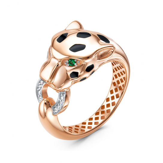 Золотое кольцо 585, женское, с фианитом, размер 17.5