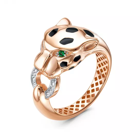 Золотое кольцо 585, женское, с фианитом, размер 19