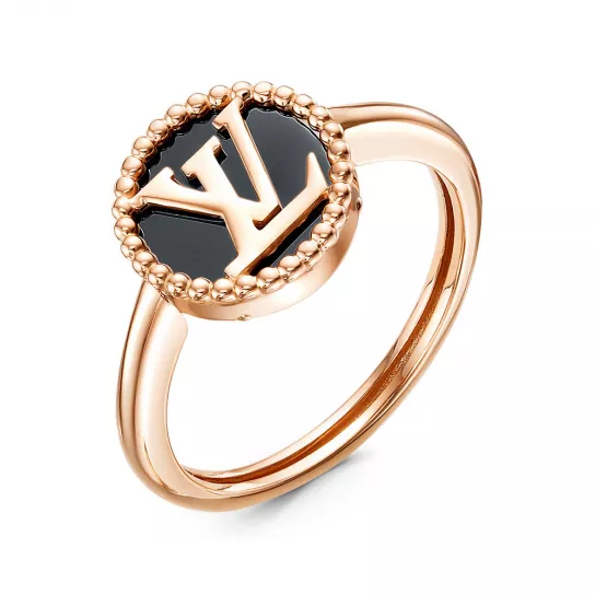 Золотое кольцо 585, женское, с ониксом, размер 17.5