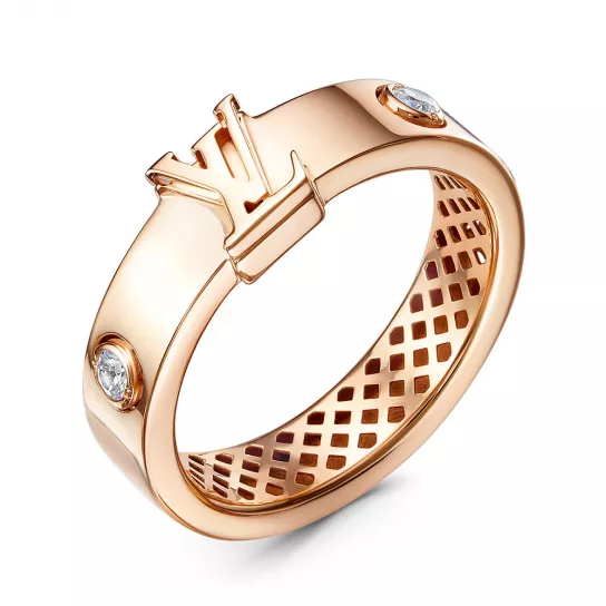 Золотое кольцо 585, женское, с фианитом, размер 19.5