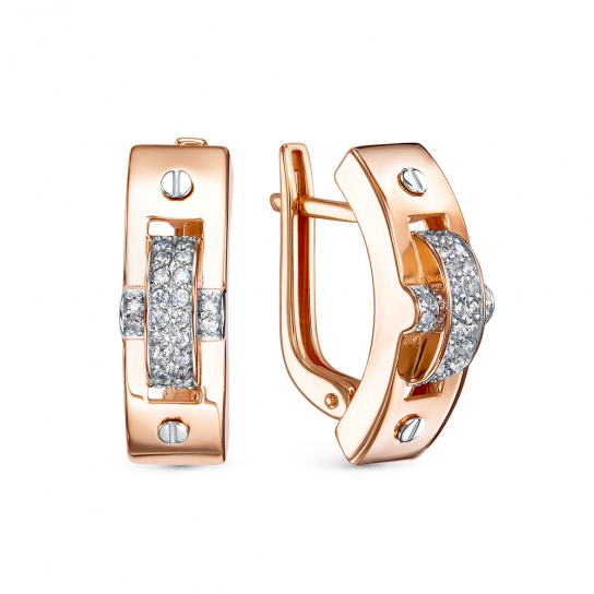 Золотые серьги 585, женские, с фианитом