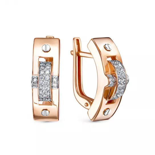 Золотые серьги 585, женские, с фианитом