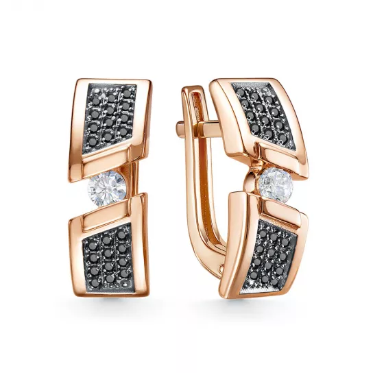 Золотые серьги 585, женские, с фианитом