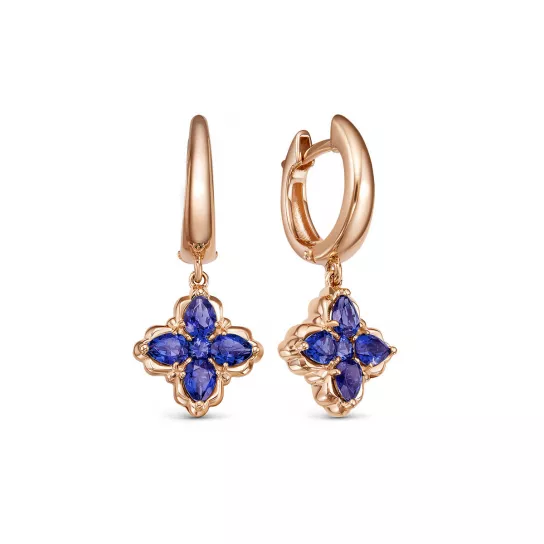 Золотые серьги 585, женские, с ситаллом