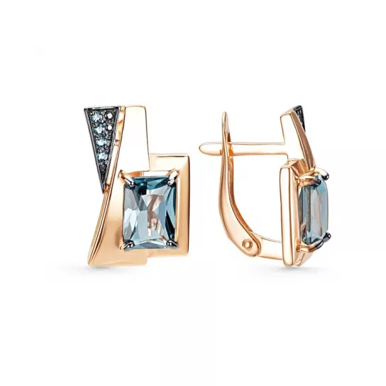 Золотые серьги 585, женские, с фианитом