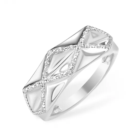 Серебряное кольцо 925, женское, с фианитом, размер 19