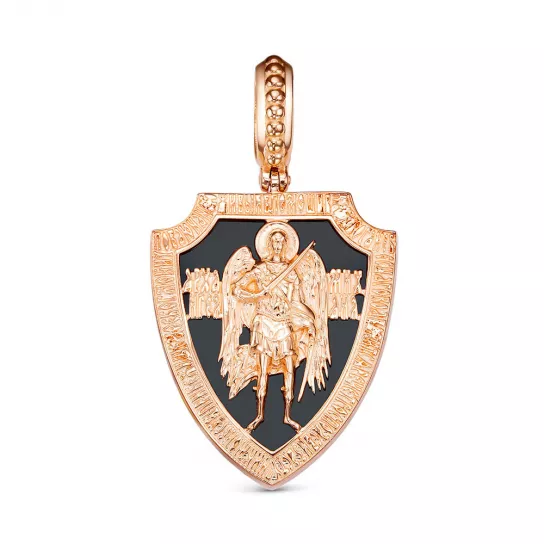 Золотая подвеска 585, православный, с ониксом