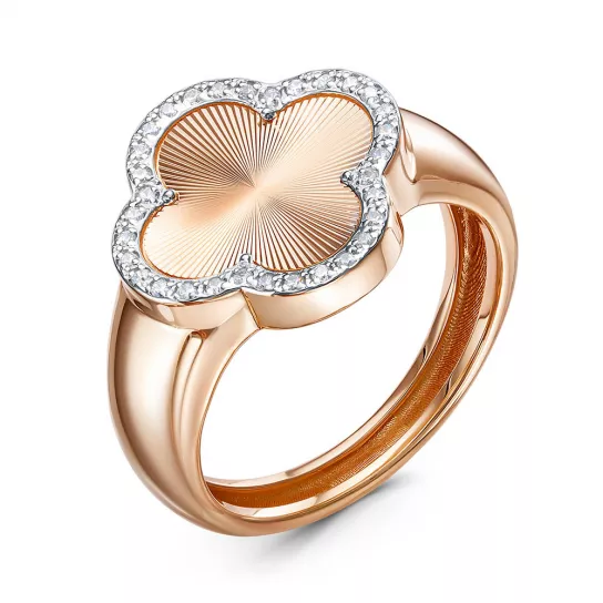 Золотое кольцо 585, женское, с фианитом, размер 19