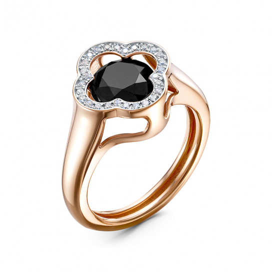 Золотое кольцо 585, женское, с фианитом, размер 17.5