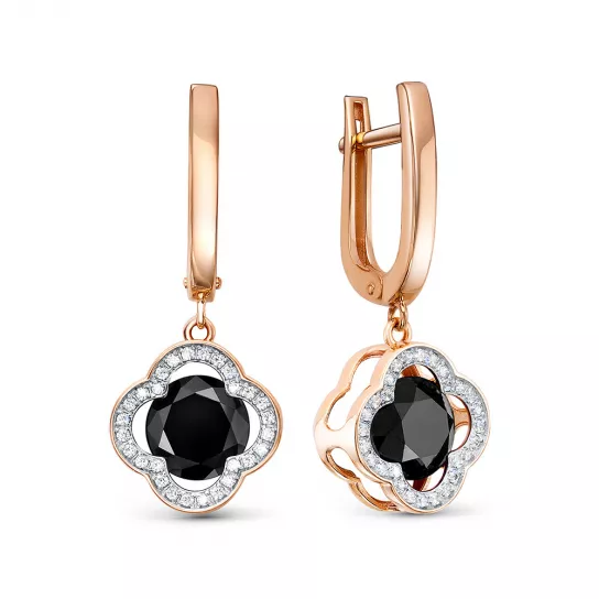 Золотые серьги 585, женские, с фианитом