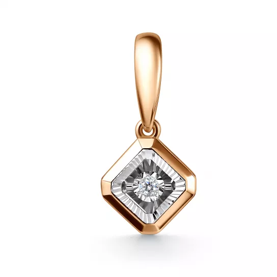 Золотая подвеска 585, женская, с бриллиантом