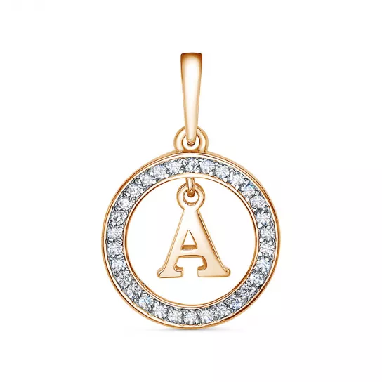 Золотая подвеска 585, женская, с фианитом