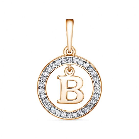 Золотая подвеска 585, женская, с фианитом