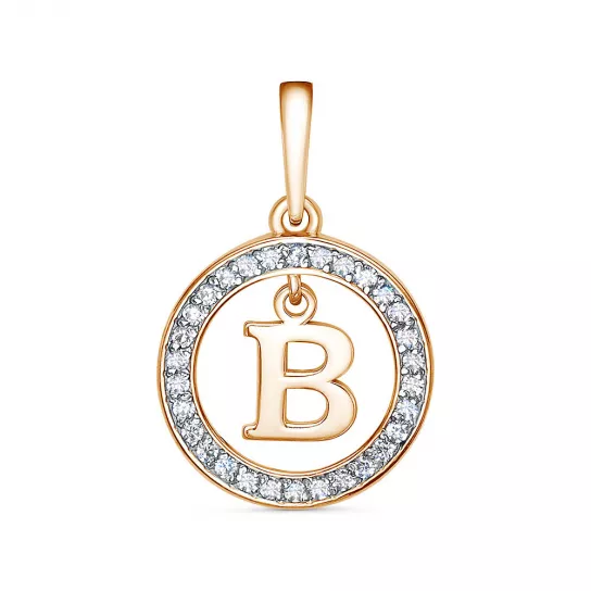 Золотая подвеска 585, женская, с фианитом