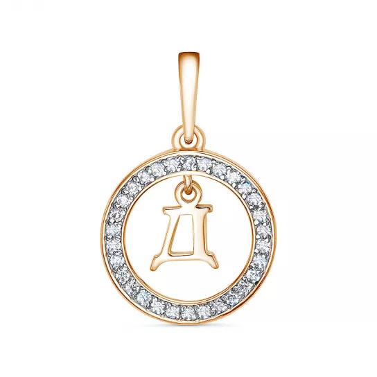 Золотая подвеска 585, женская, с фианитом