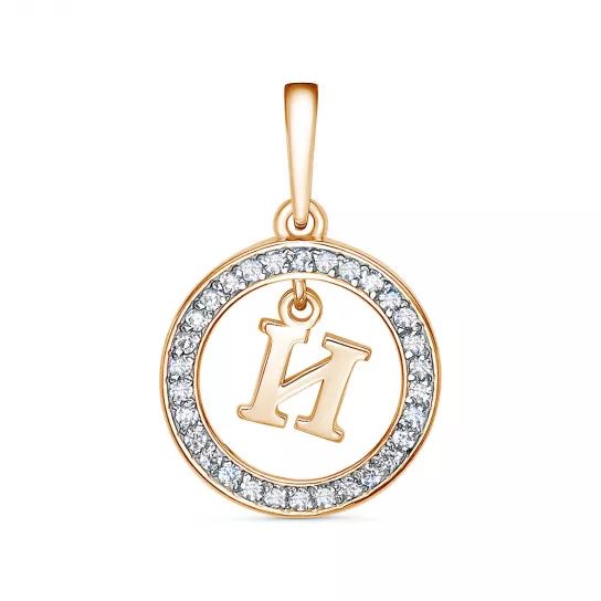 Золотая подвеска 585, женская, с фианитом