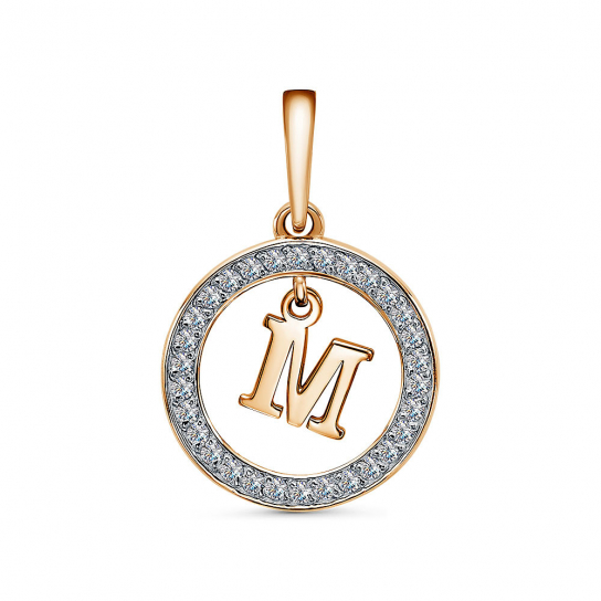 Золотая подвеска 585, женская, с фианитом