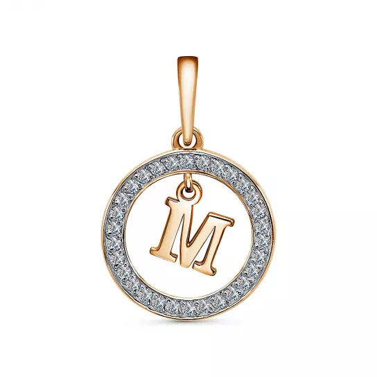 Золотая подвеска 585, женская, с фианитом