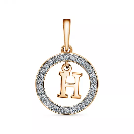 Золотая подвеска 585, женская, с фианитом