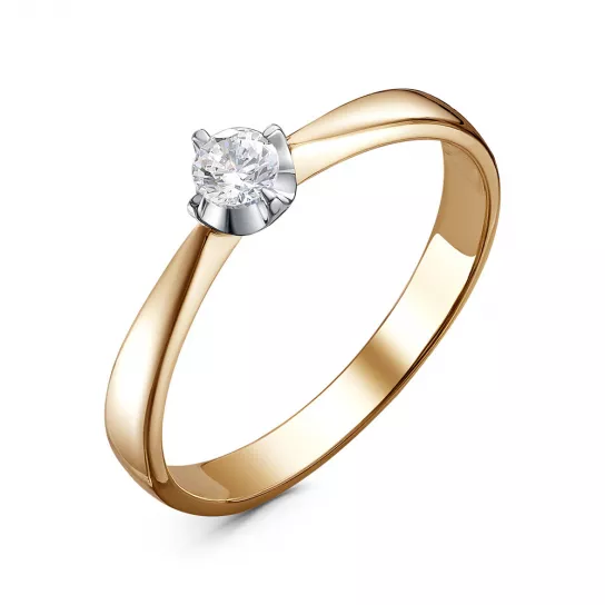 Золотое кольцо 585, женское, с фианитом, размер 17.5