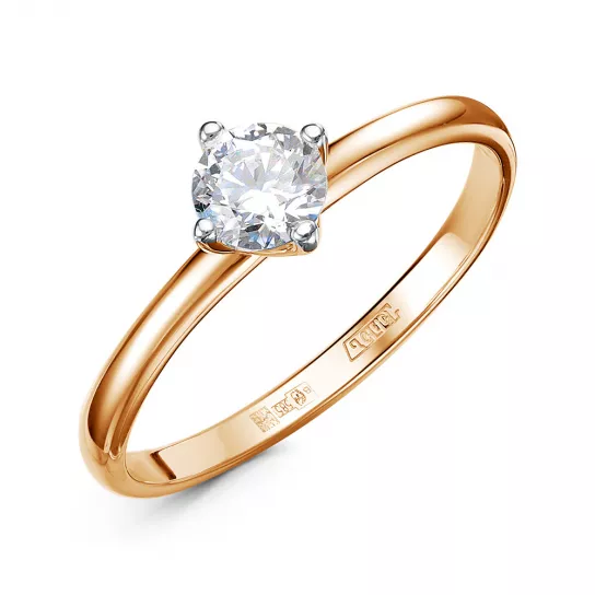 Золотое кольцо 585, женское, с фианитом, размер 15.5