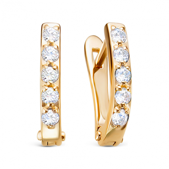 Серьги детские с фианитом из золота