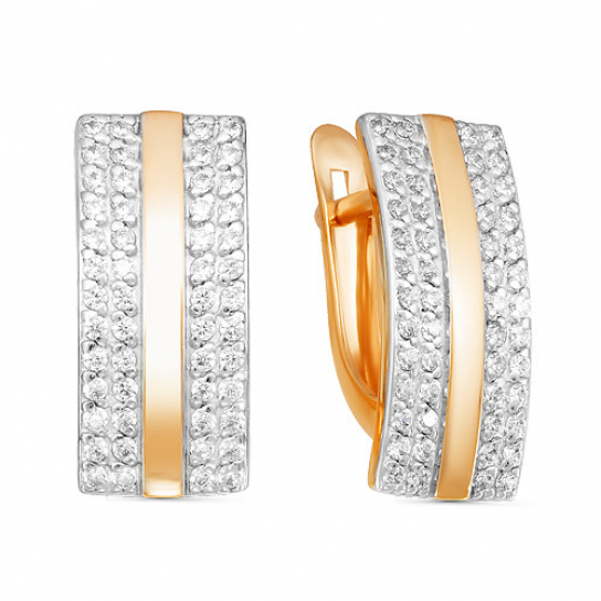 Золотые серьги 585, женские, с фианитом