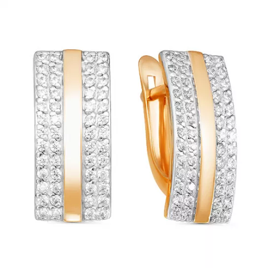 Золотые серьги 585, женские, с фианитом