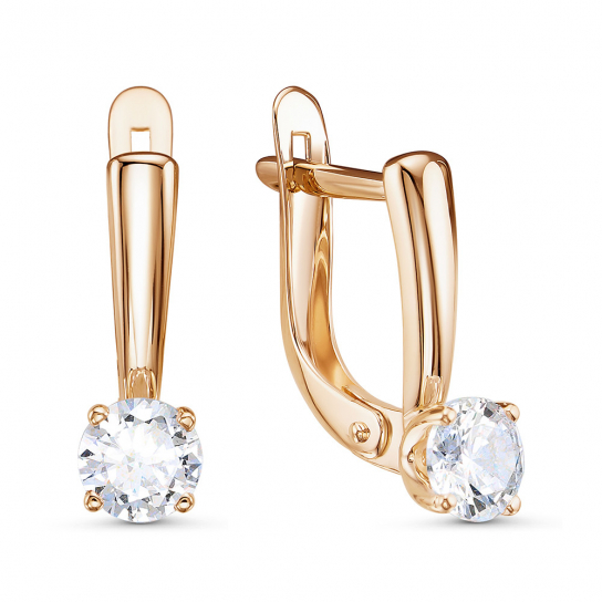 Золотые серьги 585, женские, с фианитом