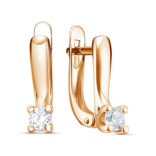 Золотые серьги 585, женские, с фианитом