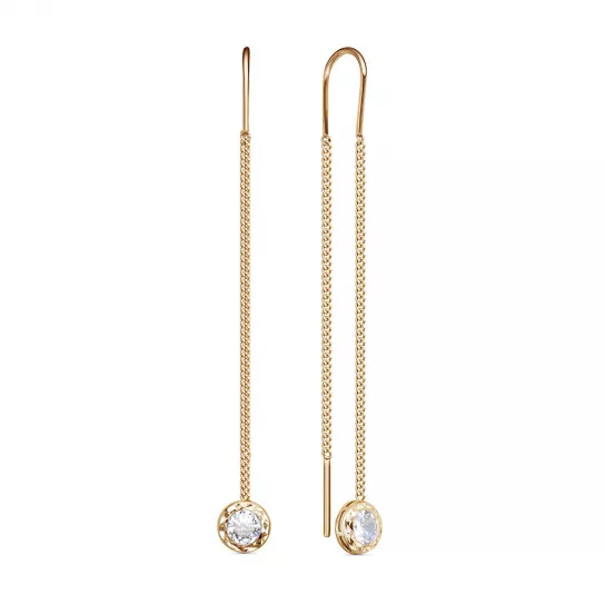 Золотые серьги 585, женские, с фианитом