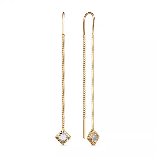 Золотые серьги 585, женские, с фианитом