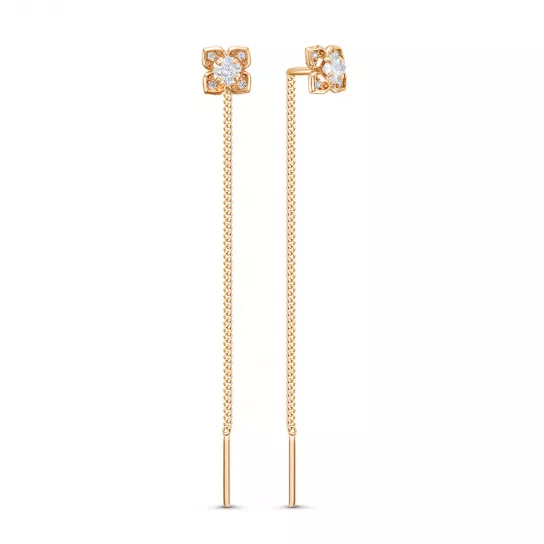 Золотые серьги 585, женские, с фианитом