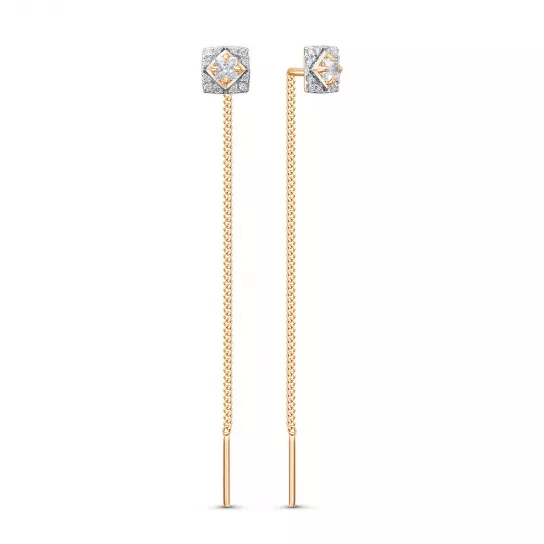 Золотые серьги 585, женские, с фианитом
