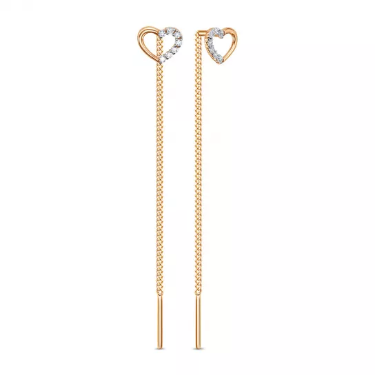 Золотые серьги 585, женские, с фианитом