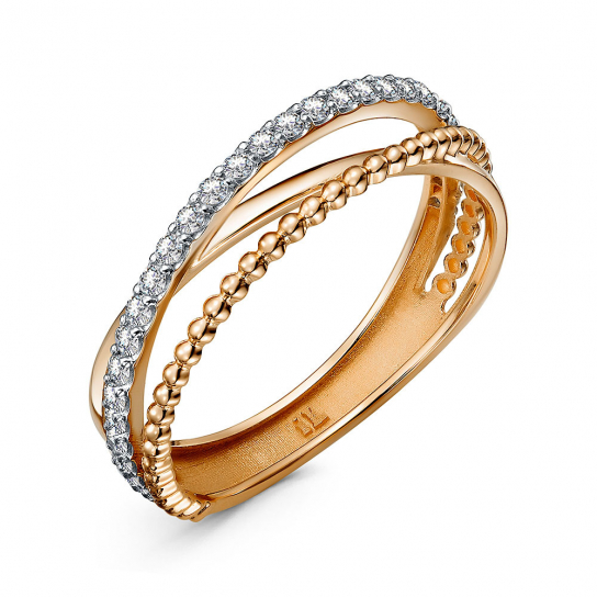 Золотое кольцо 585, женское, с фианитом, размер 16