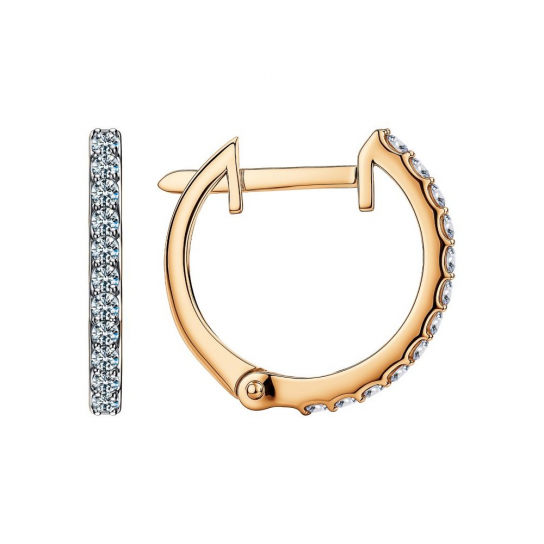 Золотые серьги 585, женские, с фианитом