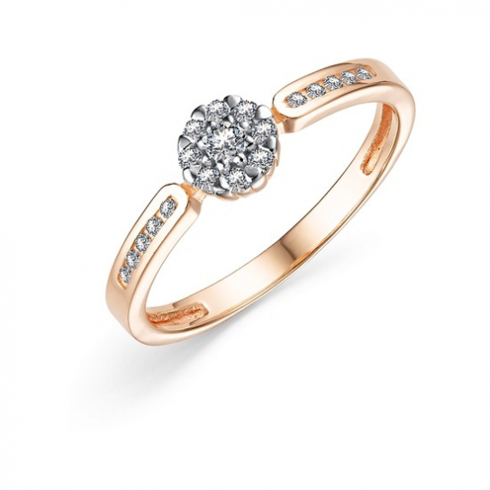 Золотое кольцо 585, женское, с фианитом, размер 16.5