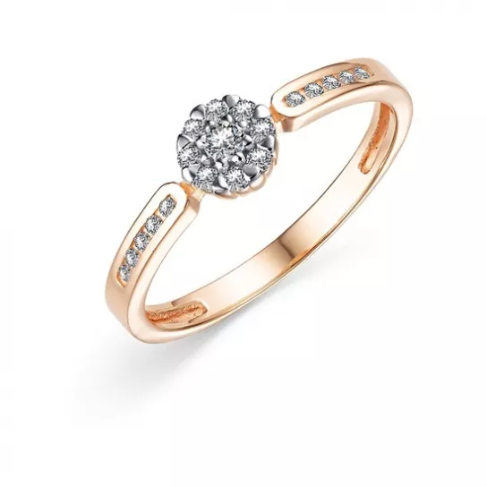 Золотое кольцо 585, женское, с фианитом, размер 16.5