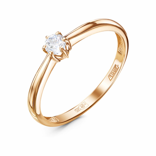 Золотое кольцо 585, женское, с фианитом, размер 16.5