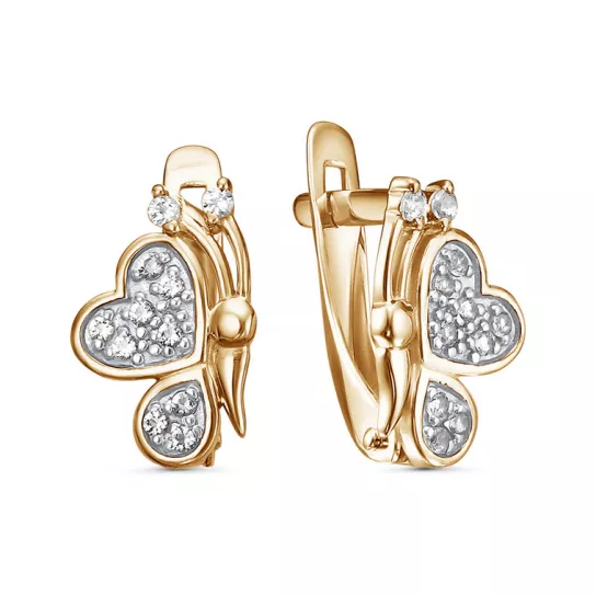 Серьги детские с фианитом из золота