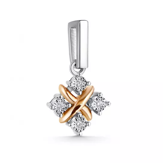 Золотая подвеска 585, женская, с бриллиантом