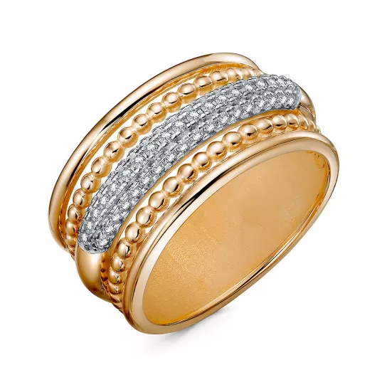 Золотое кольцо 585, женское, с фианитом, размер 20