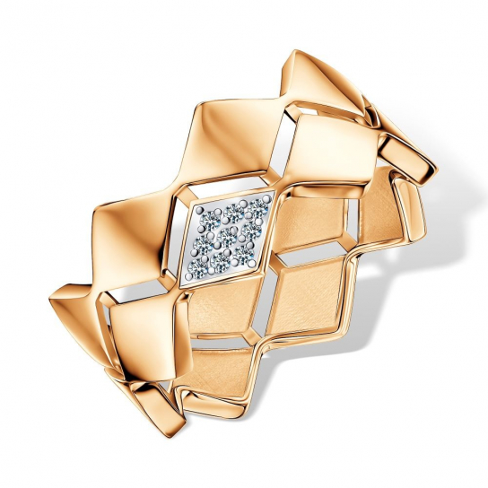 Золотое кольцо 585, женское, с фианитом, размер 20