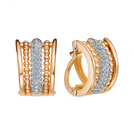 Золотые серьги 585, женские, с фианитом