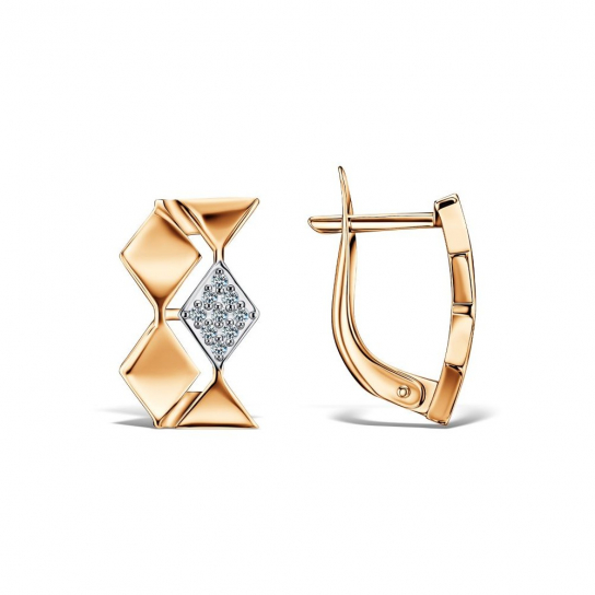 Золотые серьги 585, женские, с фианитом