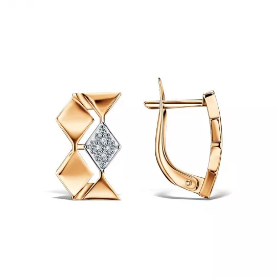Золотые серьги 585, женские, с фианитом
