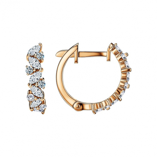 Золотые серьги 585, женские, с фианитом